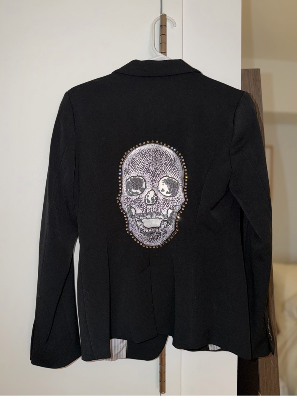 Black Blazer with Embellished Skull Back